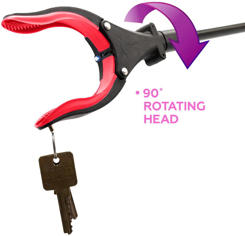 Grabber Reacher Tool 32" Aluminum Magnetic Claw with LED Light, Reacher Grabber Pickup Tool, Foldable Gripper Grabbers for Elderly Grab it Reaching Tool, Trash Grabbers Pickers, Red, by Luxet 2-Pack