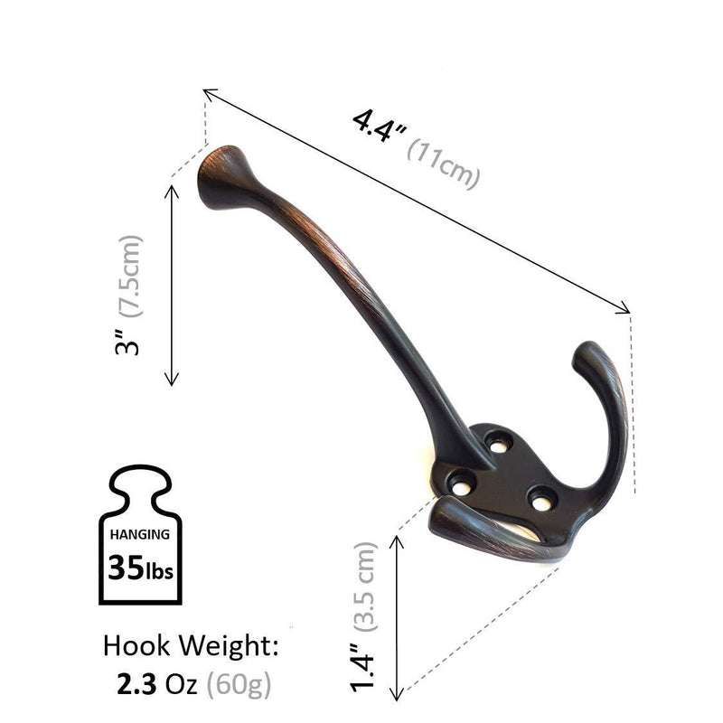 5 Pack Ambipolar TriLeg Hook, Heavy Duty Big Triple Leg / Double Coat Hooks Base. Entryway Coat Hooks, Scarf and Jacket Hangers.Perfect Bath Towel Heavy Hooks (5 Pack, Oil Rubbed Bronze) Oil-Rubbed Bronze