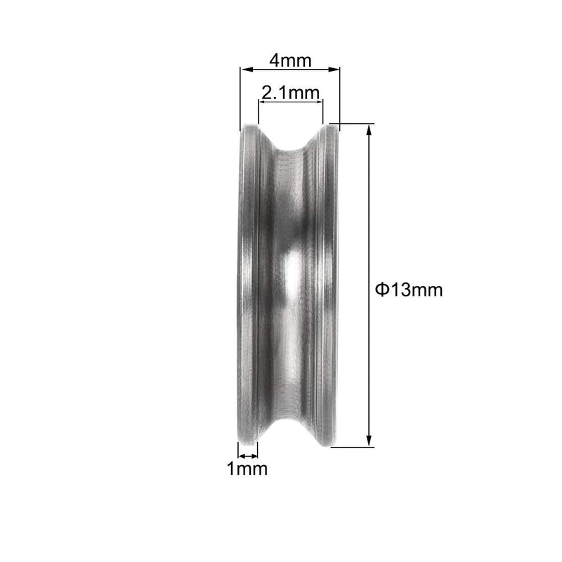 uxcell U604ZZ Deep U Groove Ball Track Guide Bearing 4x13x4mm Double Metal Shielded (GCr15) Chrome Steel Bearing 2pcs