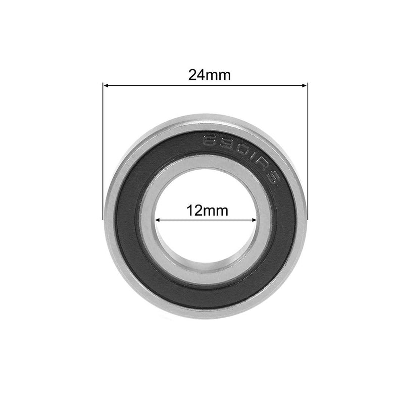 uxcell 6901-2RS Deep Groove Ball Bearing 12x24x6mm Double Sealed ABEC-3 Bearings 5-Pack 12mmx24mmx6mm