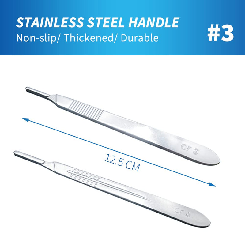 15 Pack Surgical Blades #11 with Stainless Steel Scalpel Handle, High Carbon Steel Dermablade Blades Individually Wrapped Sterile for Dermaplaining, Podiatry, Crafts & More