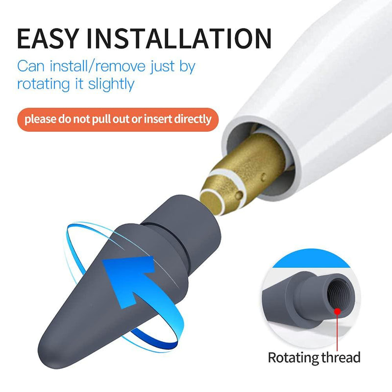 AWINNER Pen Tip Compatible with Apple Pencil Tips 1st & 2nd Generation Color Nib (Grey) Grey
