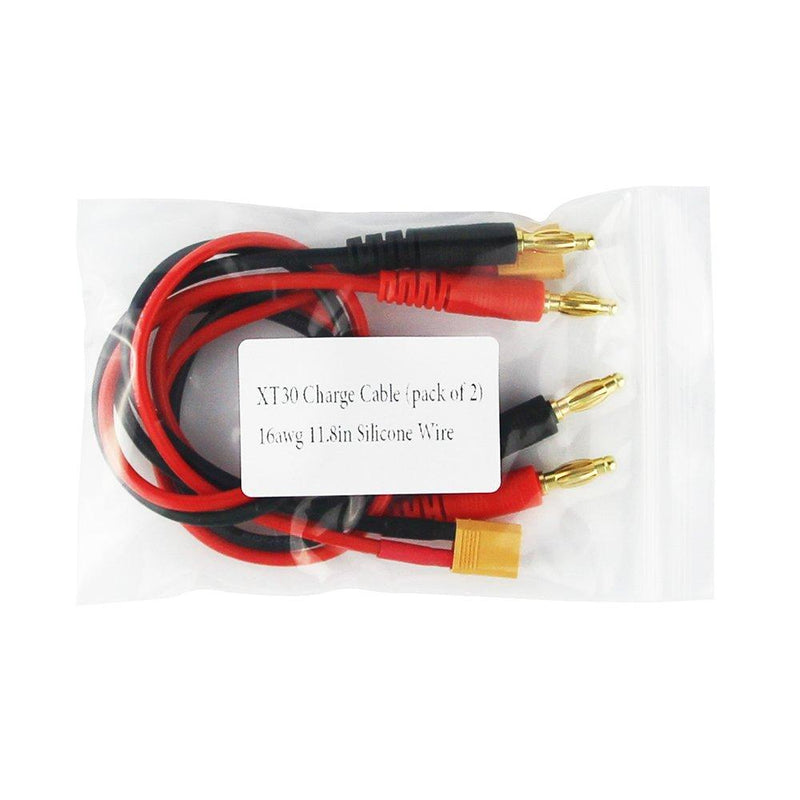 OliYin RC Battery Charge XT30 to 4.0mm Banana Plug 16AWG 30cm 11.8inch Cable Connector for RC Helicopter Quadcopter Lipo Battery(Pack of 2)