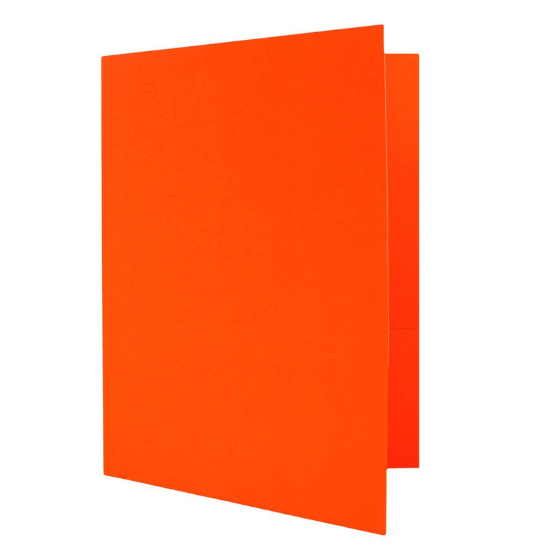 JAM PAPER Vibrant Two Pocket Matte Cardstock Folders - Neon Orange - 6/Pack 6 Pack