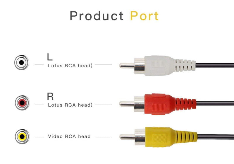 Pasow 3 RCA Cable Audio Video Composite Male to Male DVD Cable (10 Feet) 10 Feet