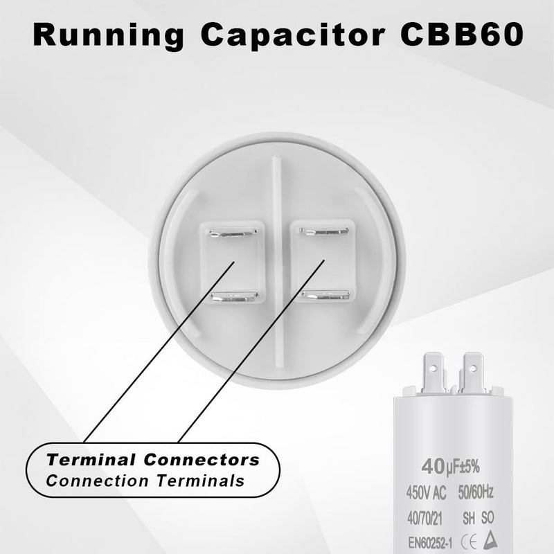 OFFCUP motor capacitor CBB60 starting capacitor 40μF 450V capacitor 40μF 450V CBB60 capacitors plug suitable for electric motors and swimming pool pumps electric motor, 50/60Hz