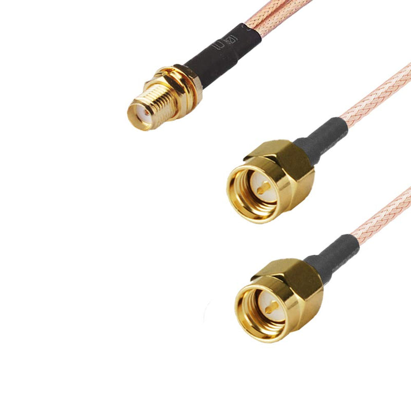 RedYutou SMA Female to Dual SMA Male Cable plitter Combiner SMA Connector 6-inch (15cm) +2pcs SMA Female to TS9 Male Adapter (not Applicable to TV) SMA F to Dual SMA M/TS9 Adapter