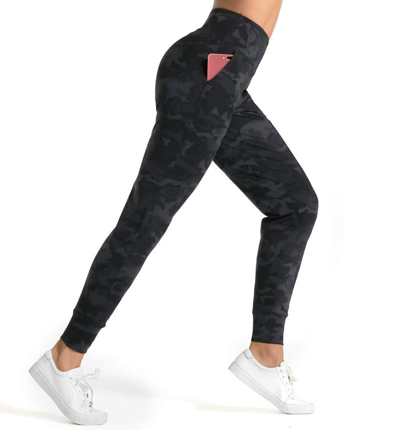 Dragon Fit Joggers for Women with Pockets,High Waist Workout Yoga Tapered Sweatpants Women's Lounge Pants X-Small Joggers78-black&grey Camo