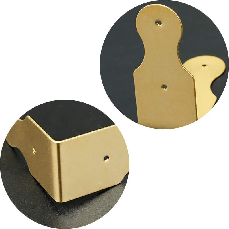 Tiazza 8Pcs Pure Brass Box Corner Protector Corner Braces Hardware Desk Edge Right Angle Guards Wood Jewelry Box Photo Frame Accessories (Gold) Gold