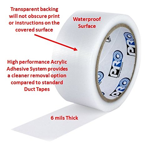 ProTapes Pro Duct 160  High Performance Water Resistant, Clean Removal Clear Duct Tape, 55 yds Length x 2" Width, Clear (Pack of 1)