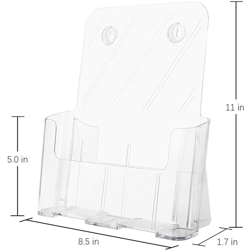 KTRIO Acrylic Brochure Holder 8.5 x 11 inches Plastic Acrylic Literature Holders Clear Flyer Holder Rack Card Holder, Magazine, Pamphlet, Booklet Display Stand Trifold Holder Desk or Wall Mount 2 Pack 8.5 x 11 inch