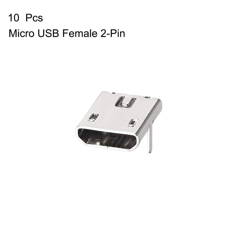 uxcell 10PCS Micro USB Female Socket Connector 2-Pin DIP 90 Degree Replacement Adapter