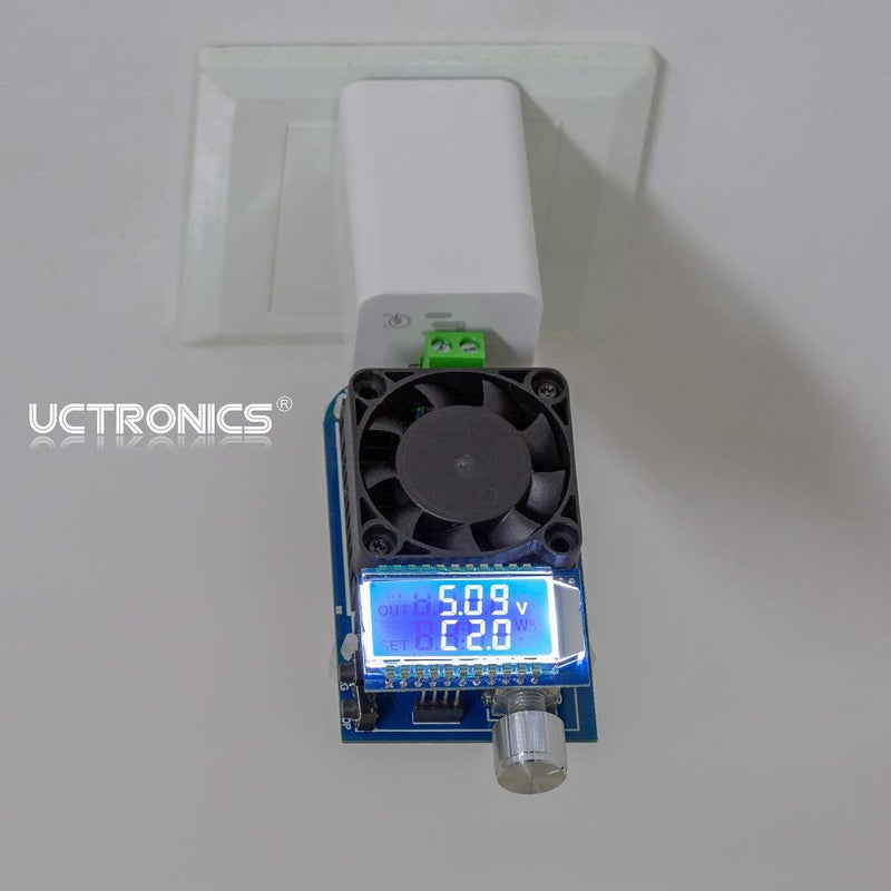 UCTRONICS Electronic USB Load Tester, Adjustable Discharge Resistor Module 35W, Test and Trigger QC2.0 QC3.0 AFC 9V FCP, Intelligent Temperature Control with Cooling Fan