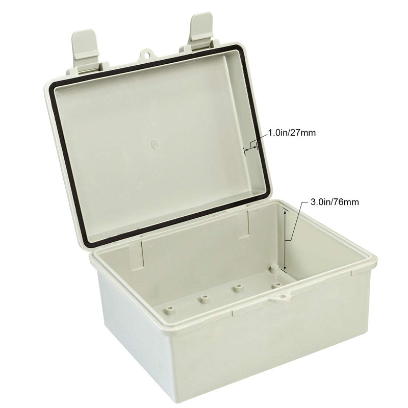LMiEtool Junction Box, ABS Plastic, IP65 Waterproof Dustproof Universal Electrical Enclosure, Hinged Shell Outdoor and Indoor Usage Project Box, 8.7"x 6.7" x 4.3"(220x170x110mm), Grey 8.7" x 6.7" x 4.3"
