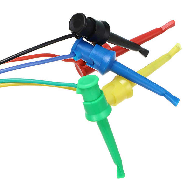 Sumnacon 5 Pcs Multimeter Electrical Test Dual Lead Test Hook Clips - 5 Colors Silicone Minigrabber to Minigrabber Flexible Test Cables for Electronic, Component, Testing Connecting
