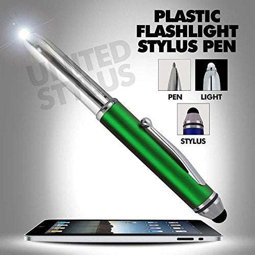 SyPen Stylus Pen for Touchscreen Devices, Tablets, iPads, iPhones, Multi-Function Capacitive Pen with LED Flashlight, Ballpoint Ink Pen, 3-in-1 Pen, Multi, 10PK Red+Silver+Black+Blue+Green