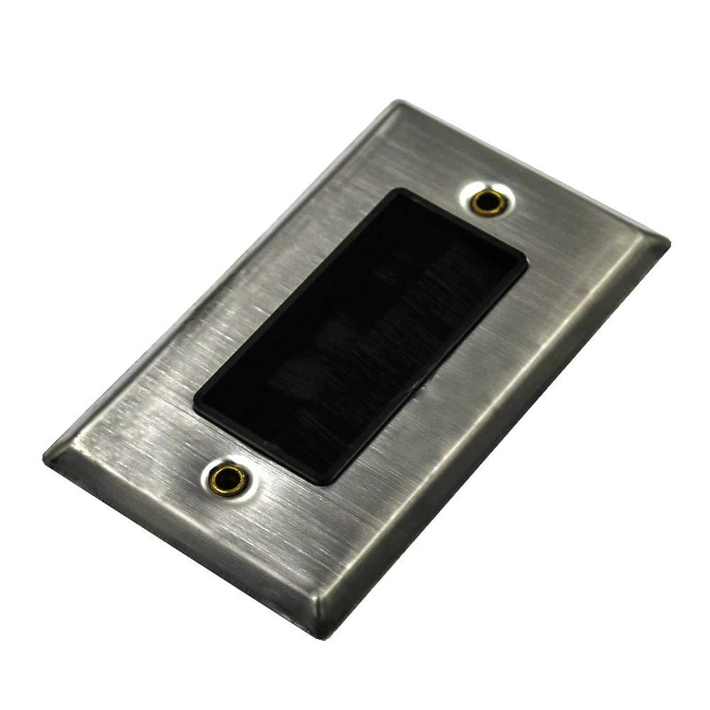 Dahszhi Brush Wall Plate Stainless Steel Cable Pass Through Insert for Wires, Single Gang Cable Access Strap, Wall Socket for HDTV, Home Theater Systems