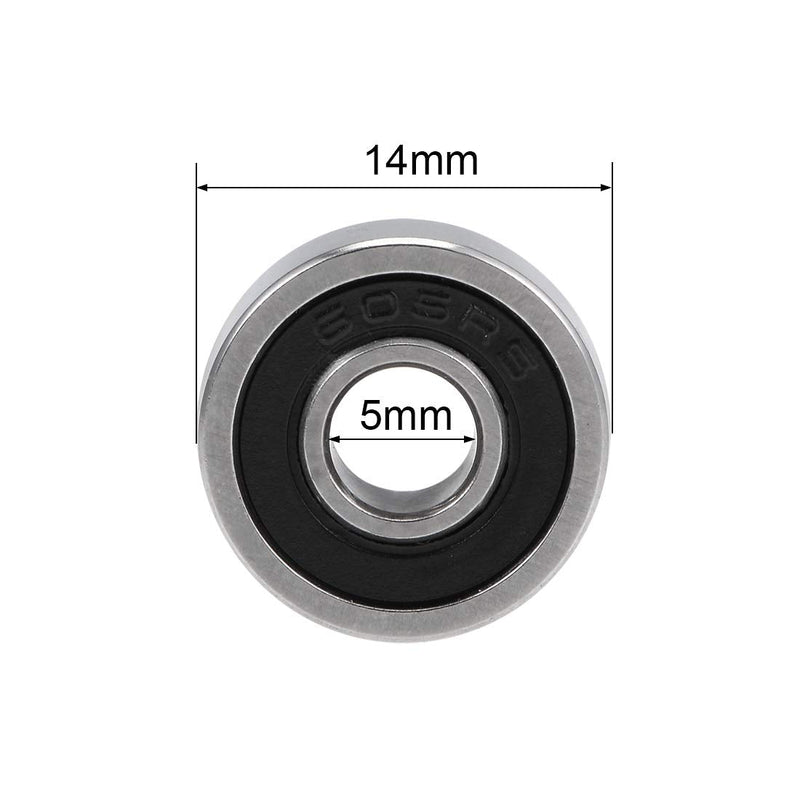 uxcell 605-2RS Deep Groove Ball Bearings 5mm Inner Dia 14mm OD 5mm Bore Double Sealed Chrome Steel Z2 10pcs 5mmx14mmx5mm