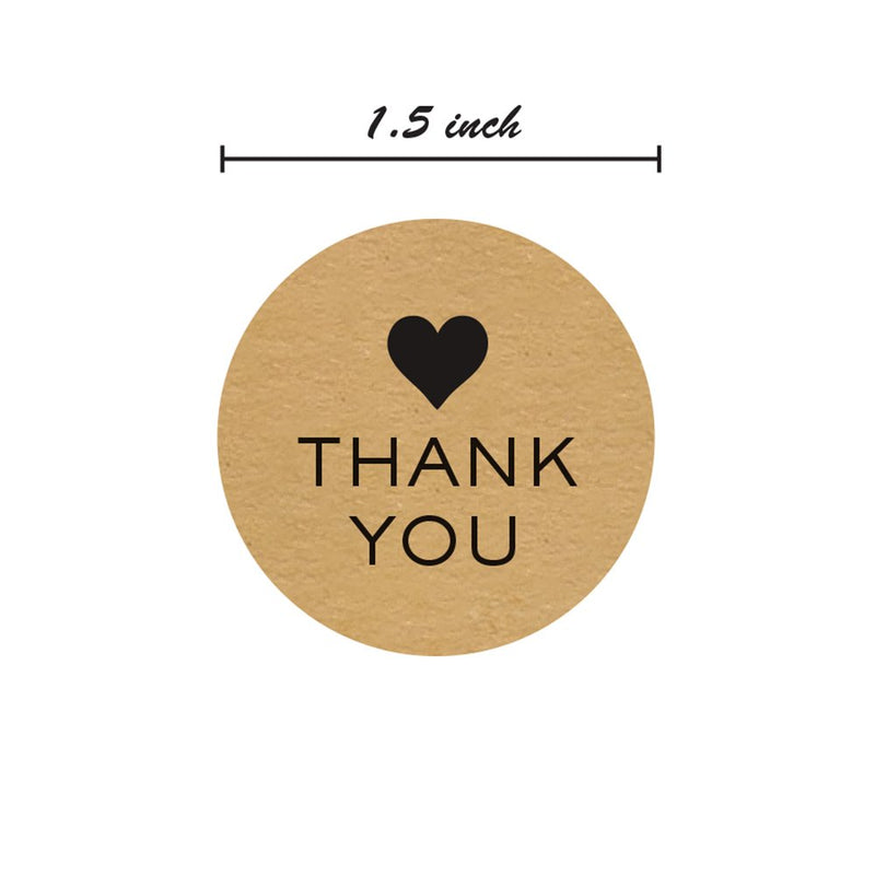 1" Round Kraft Thank You Heart Stickers / 1,000 Labels per Roll