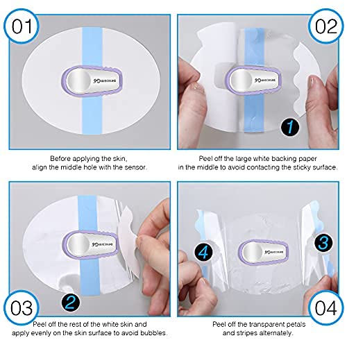 64 Pieces Shower Waterproof Patch Transparent Waterproof Adhesive Patches for G6 Overpatch Transparent Stickers Long Lasting Sweatproof Continuous Glucose Monitor Protection, Pink and Blue