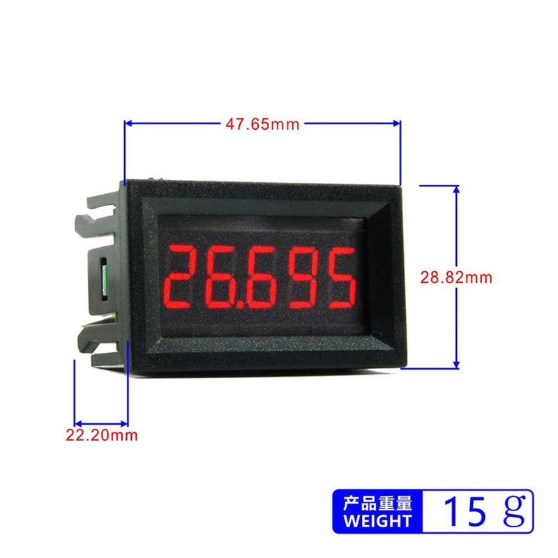 Eaglerich Car LED Display Digital Voltmeter DC 4-30V 0.36" 5 Digit Voltage Panel Meter Red 3 Wires For Electromobile Motorcycle Car