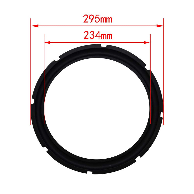 Fielect 12 Inch Black Notch Speaker Rubber Edge Surround Rings Replacement Parts for Speaker Repair or DIY 2pcs