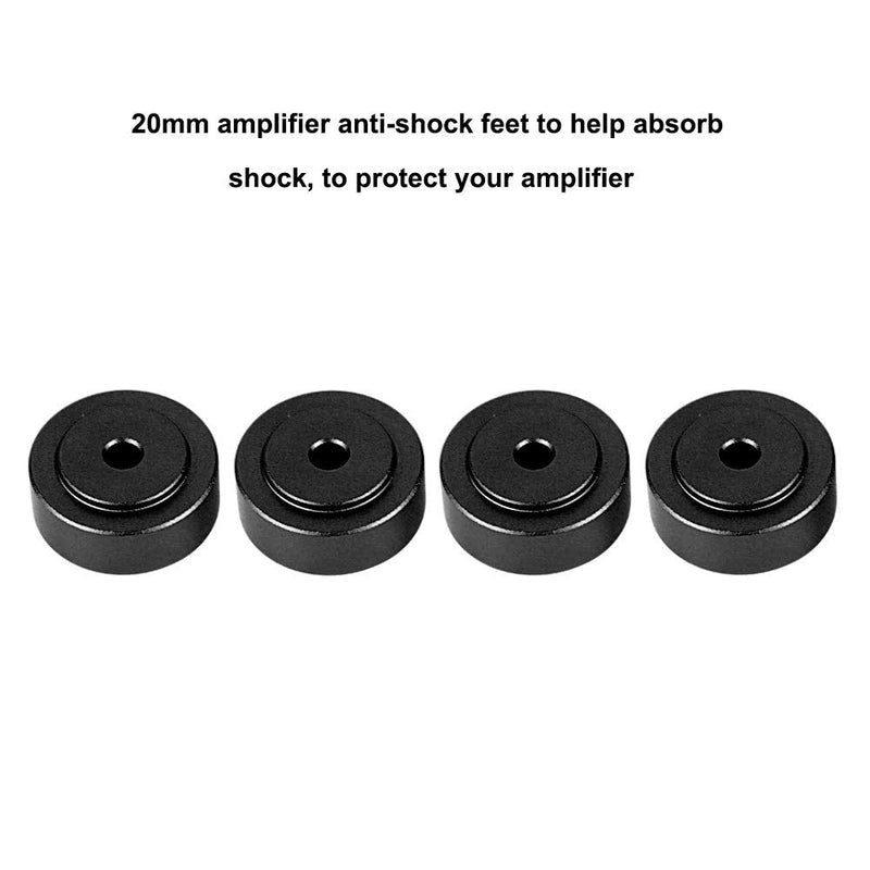 Bewinner Audio Amplifier Feet, 4PCS 20*8mm Aluminum Alloy Amplifier Feet for CD Player Audio Speaker Absorb Shock Amplifier Pads Feet Audio Speaker Anti Vibration Feet Pad Stand(Black) Black
