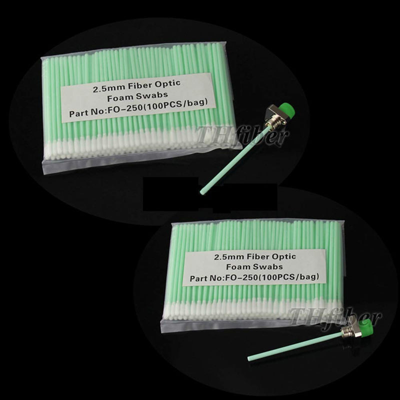 100 PCS Fiber Optic Cleaning Swab with 1.25MM / 2.5MM Long Foam Sponge Stick for SC/FC/ST LC/MU