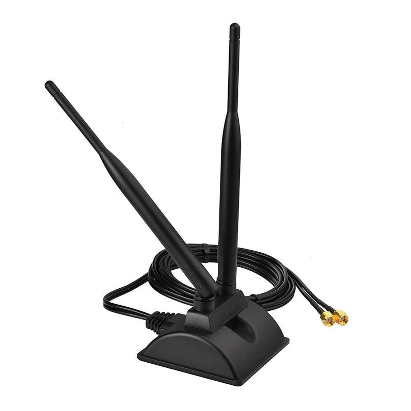 Eightwood Dual WiFi Antenna with RP-SMA Male Connector, 2.4GHz 5GHz Dual Band Antenna Magnetic Base for PCI-E WiFi Network Card USB WiFi Adapter Wireless Router RP-SMA Antenna