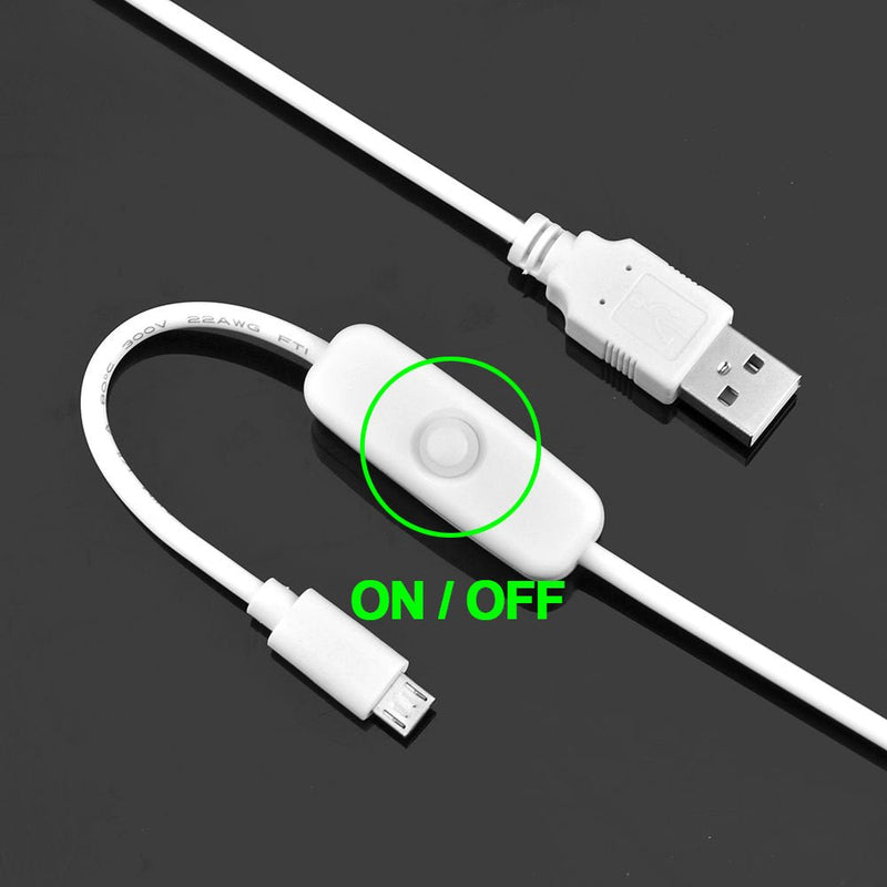 Gowoops Power Adapter 5V 2A + Micro USB Cable ON Off Switch White, Universal Travel Charger Power Supply USB Plug Cell Phone Block Cube Compatible with iPhone, iPad, Google Nexus, Samsung and More