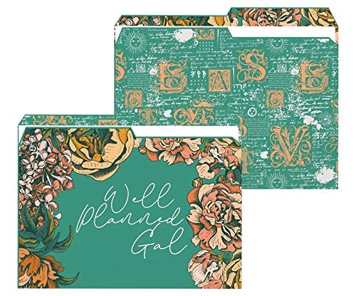 Well Planned Gal Floral Reversible File Folders, 4 Pack