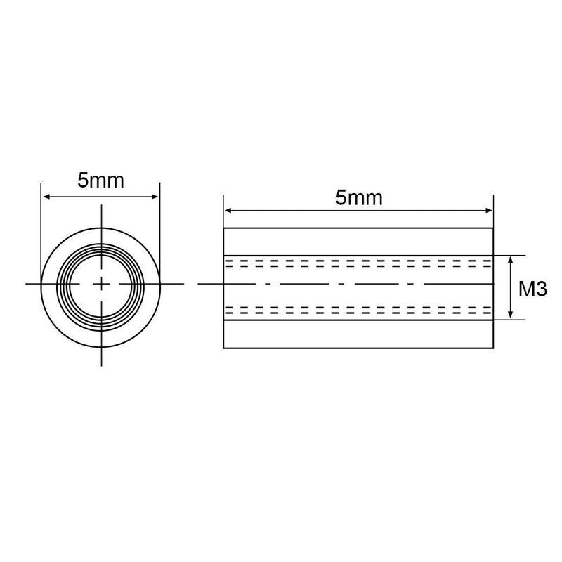 uxcell Round Aluminum Standoff Column Spacer M3x5mm,for RC Airplane,FPV Quadcopter,CNC,Black,10pcs 5mm