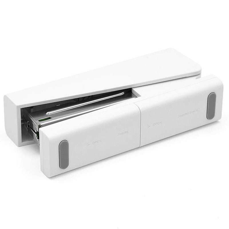 Stapler, Desktop Stapler, Classic Office Stapler, 20 Sheets Capacity White Stapler Set with Storage Free 100 pcs Staples