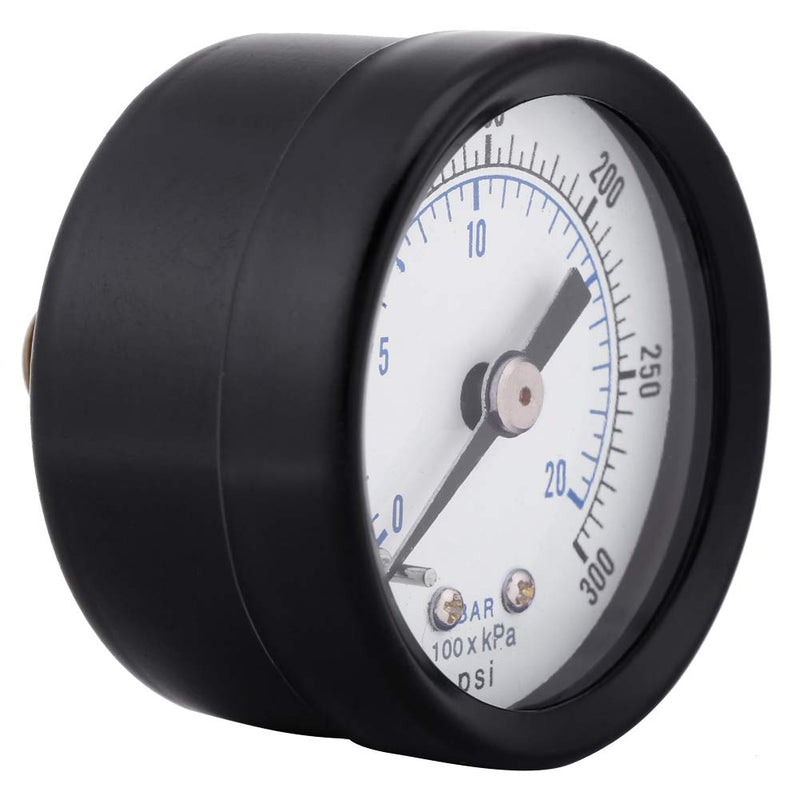 Horizontal pressure gauge, 0-20 bar/0-300 psi 1/8" BSPT mini pressure gauge compressed air water pressure gauge mechanical pressure gauge compressed air pressure gauge for fuel air oil water