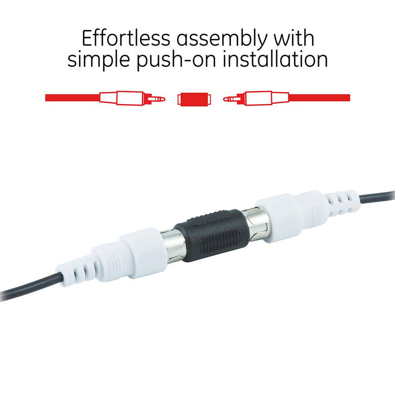 GE 2-Pack RCA Coupler Adapter, Female-to-Female, Audio Video RCA Cable Connectors, Composite Component Extender Barrel, Connect Cables to Extend Length and Reach, 33617