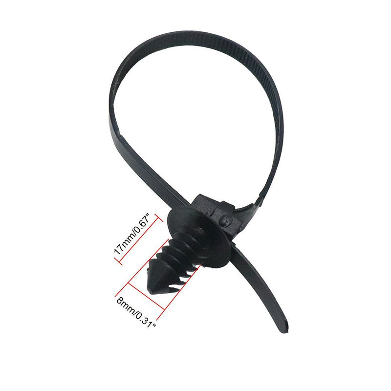 S SYDIEN 50Pcs Black Fir Tree Nylon Push Mount Cable Zip Tie 8.3"x0.18" 210mm(50Pcs)