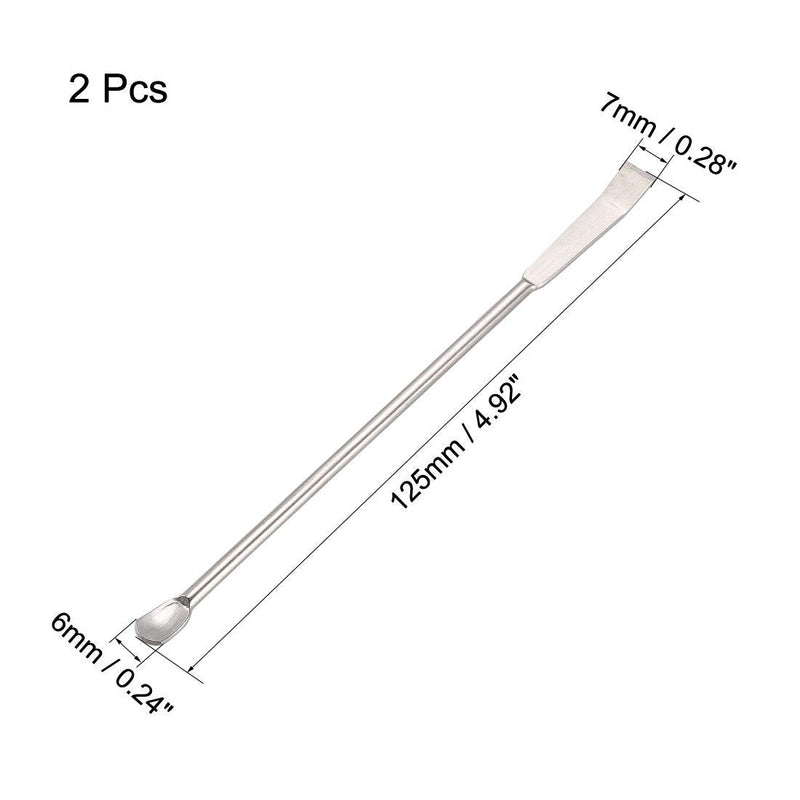 uxcell Micro Lab Sampling Reagent Spoon 304 Stainless Steel 2 in 1 Double Head Laboratory Mixing Spatula 125mm 2Pcs