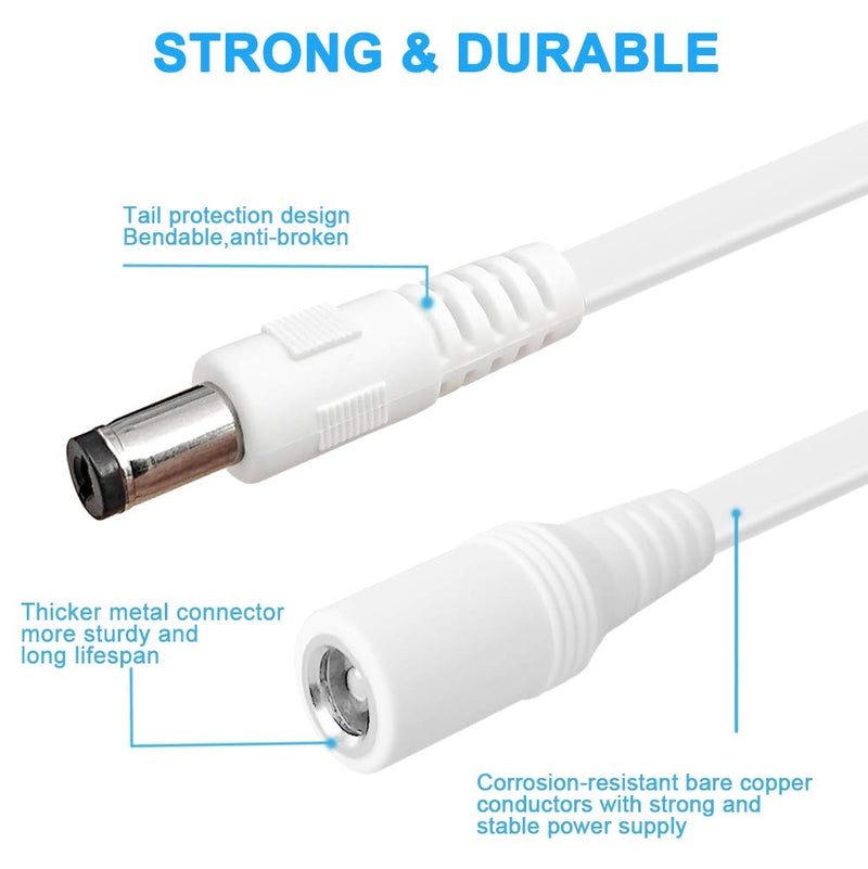 2 Pack 20FT DC Power Extension Cord,2.1mm x 5.5mm 12v DC Power Supply Adapter CCTV Security Camera Surveillance Indoor IP Camera Dvr Standalone LED Strip,Car,12 Volt Male to Female Plug Cable