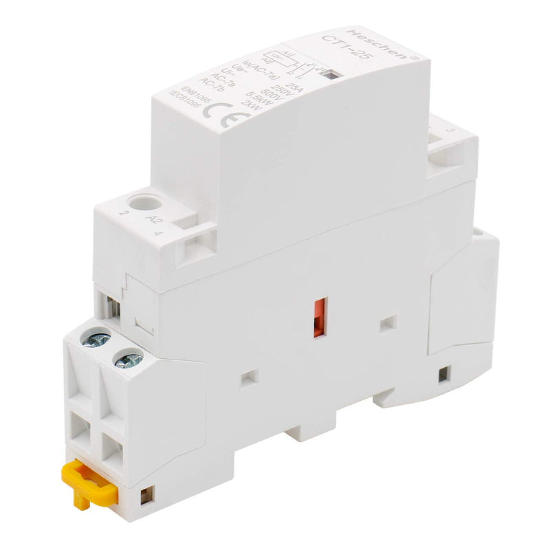 Heschen household AC contactor, CT1-25, Ie 25A, 2 pole two normally open, AC 12V coil voltage, 35mm DIN rail mounting