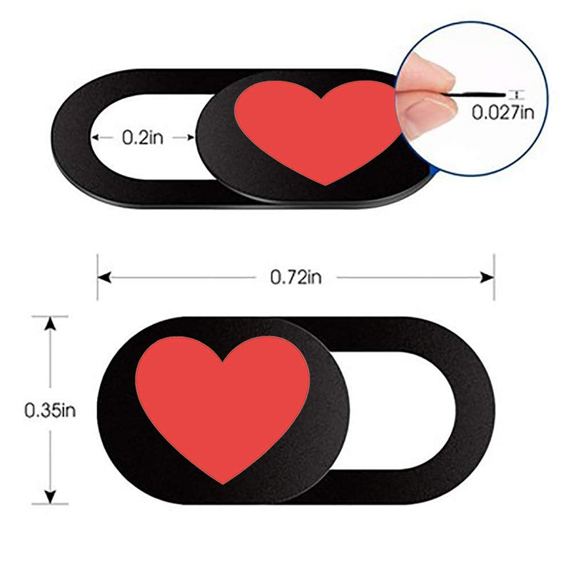 IMNEXT2U Webcam Cover 3 Pack Ultra Thin Slide Laptop Camera Cover for Echo Show, MacBook Pro, MacBook Air, Computer, Tablet, Mac Air, Chromebook, PC - Red Heart, Black (Patent Pending)