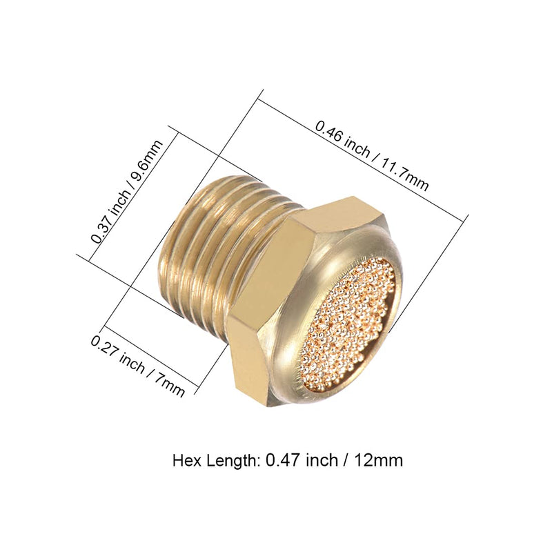 sourcing map 4 pieces 1/8 PT sinter bronze exhaust silencer with brass housing DE de