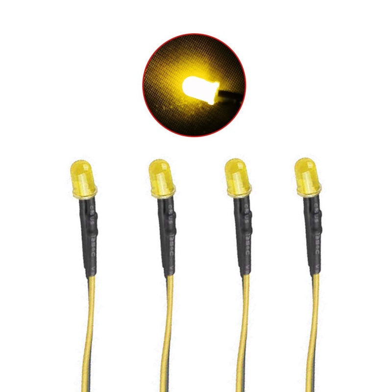 YIXISI 50 pieces pre-wired LED, 12 V 5 mm pre-wired diode light, diffuse emitting light diode multi-color assorted light, 20 cm (yellow) yellow-b-50