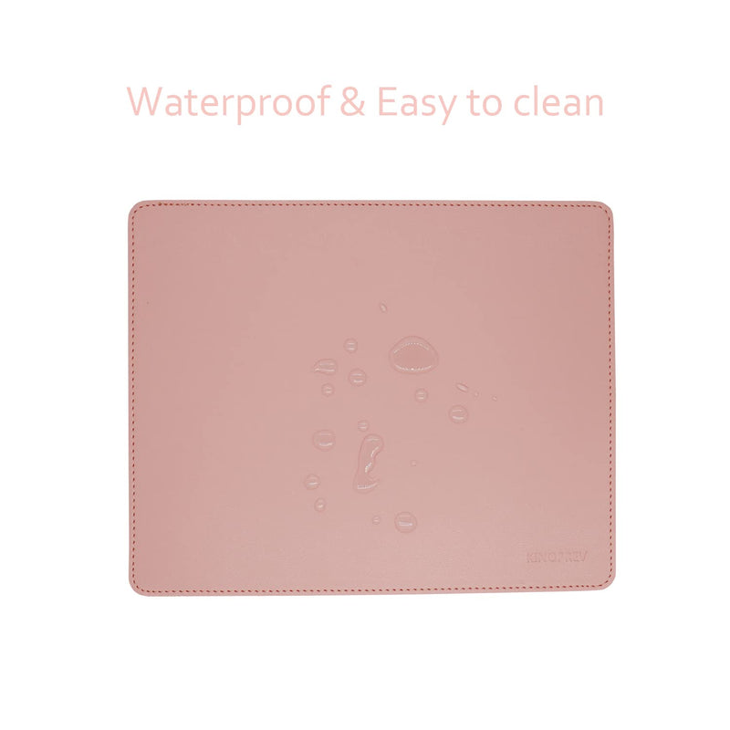 Leather Mouse Pad - Wood Mouse Pad with Stitched Edge,PU Non-Slip Mouse Pad,Double Side Mousepad,Waterproof Gaming Mouse Pad for Computers,Laptop,Office & Home,10.2" x 8.3",1 Pack (Pink) Pink
