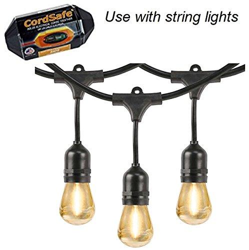 Black CordSafe Electrical Extension Cord Protective Safety Cover|Water-Resistant Indoor Outdoor | Cord Fastening Retention Management | Power Tools Fans Patio Tent String Lights Holiday Lights