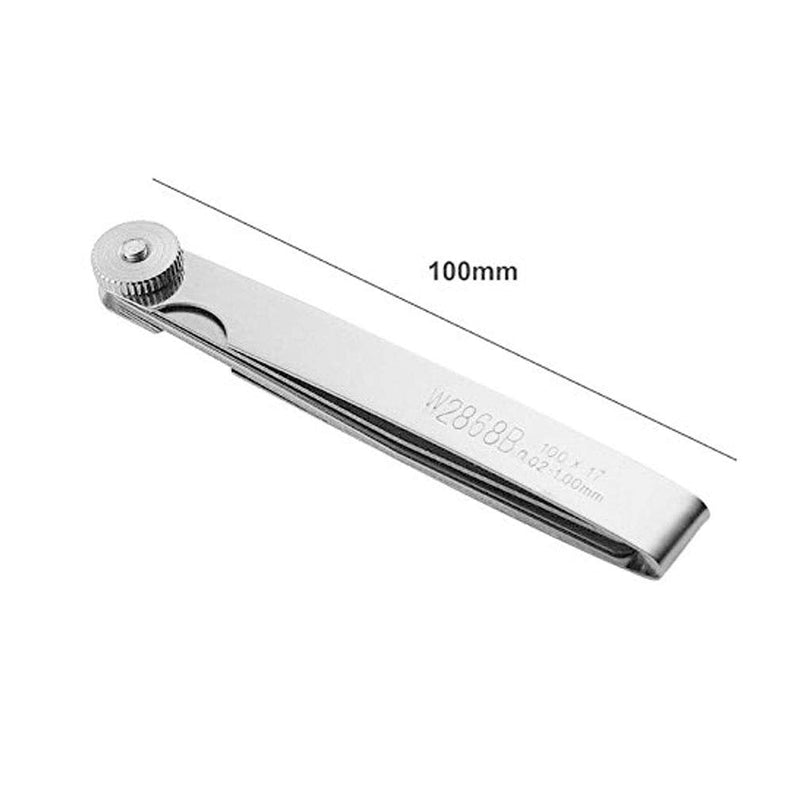KEWAYO Stainless Steel Feeler Gauge Metric Measuring Tool (0.02-1.00mm, 17 Blades), for Measuring Gap Thickness