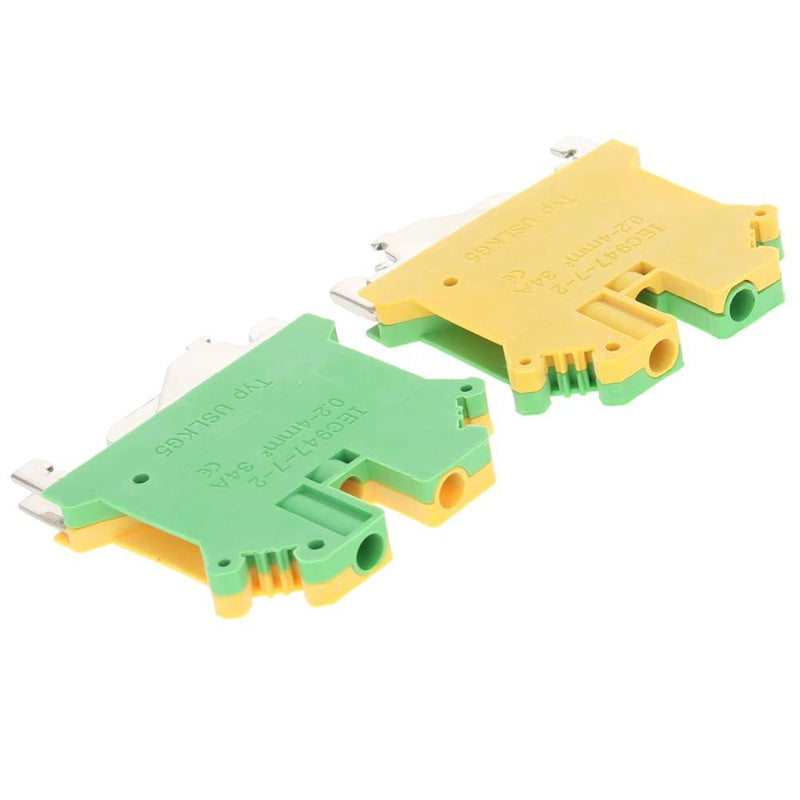 Fielect USLKG5 DIN Rail Terminal Blocks Screw Clamp Connector DIN Rail Terminal Block Kit DIN Rail Mount, 800V 34A, 0.2-4mm2, 10 Pcs, Yellow-Green 10Pcs USLKG5