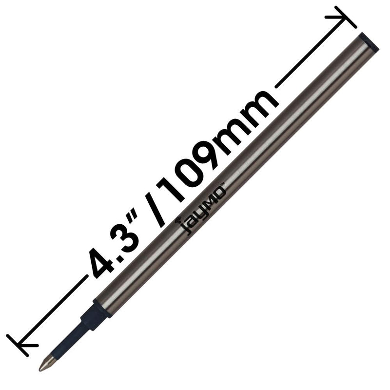 Jaymo Replacement for Waterman 540951 and Schmidt 5888 - Measures 4.3 in / 109 mm Long - Rollerball Pen Refill - 2 Black Black Waterman Rollerball 2