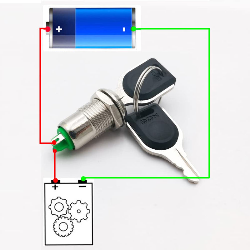 Gebildet Metal Key Switch 12mm ON/OFF Pre-Wired Key Switch Lock Latching Key Switch (Pack of 4) Silver - Key Switch