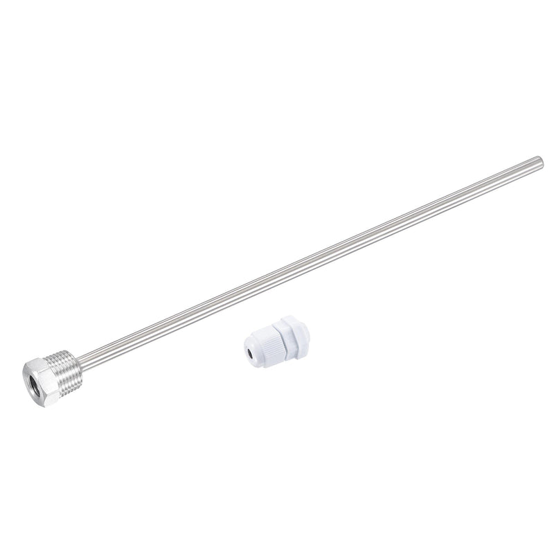 sourcing map 8mm diameter G1/2 protective tube weld-free stainless steel 304 300mm length for beer fermenter