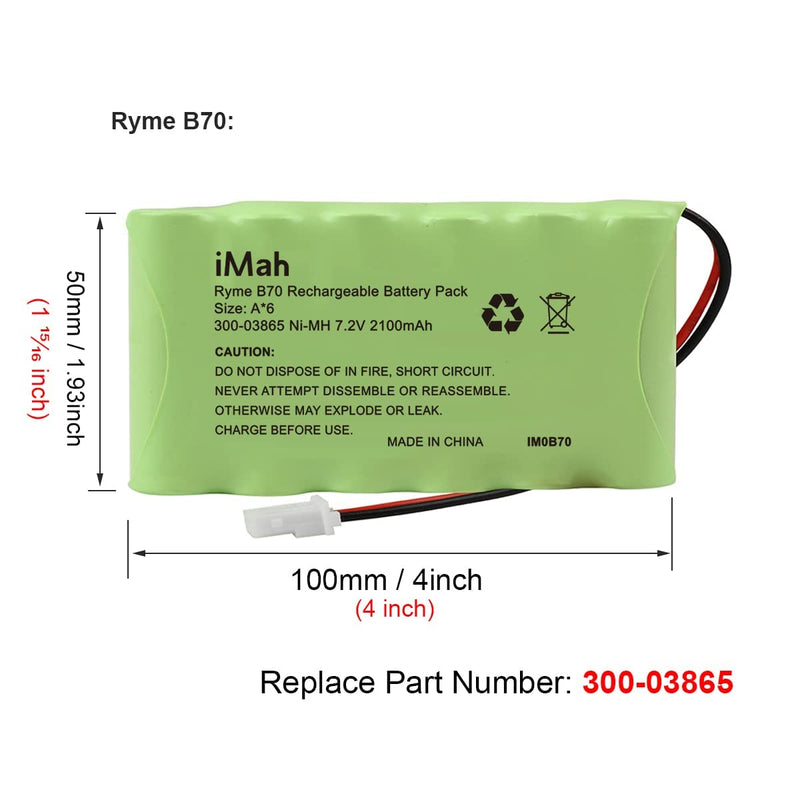 iMah Ryme B70 300-03865 LYNXRCHKIT-HC Battery Pack for Honeywell Ademco LYNXRCHKIT-HC Lynx Plus Panel | 7.2V 2100mAh Ni-MH